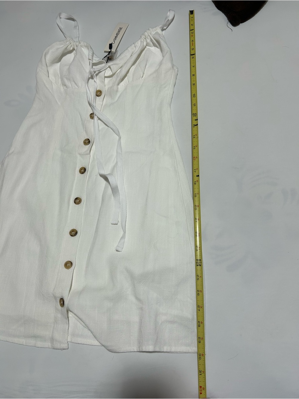 COMMENSE Charming White Button-Front Sundress with Tie Straps - Picture 5 of 8